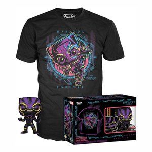 Funko POP! and Tee Marvel Infinity Saga Black Panther [Blacklight] with T-Shirt
